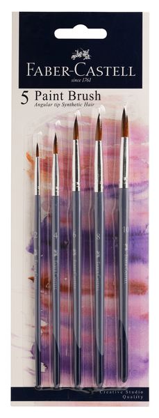 Faber Castell Round paint brush set Sizes 2,4,6,8,10 - with synthetic hair
