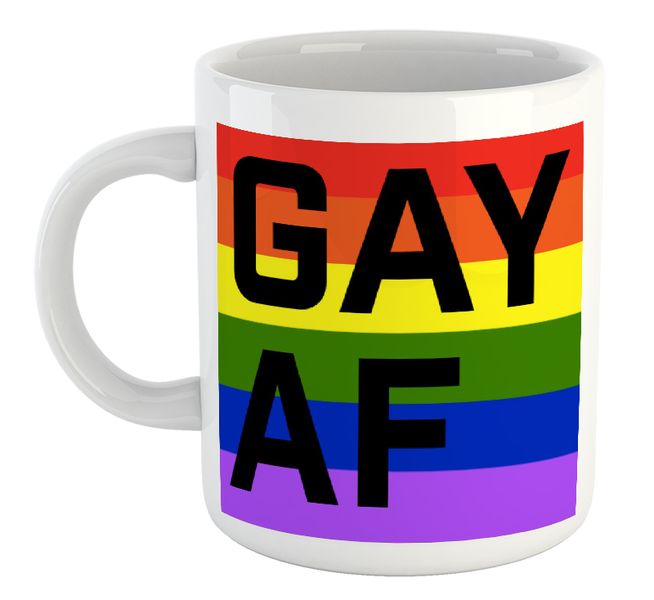 Gay AF LGBTQ Rainbow Pride Lesbian Birthday Christmas Gift Mug