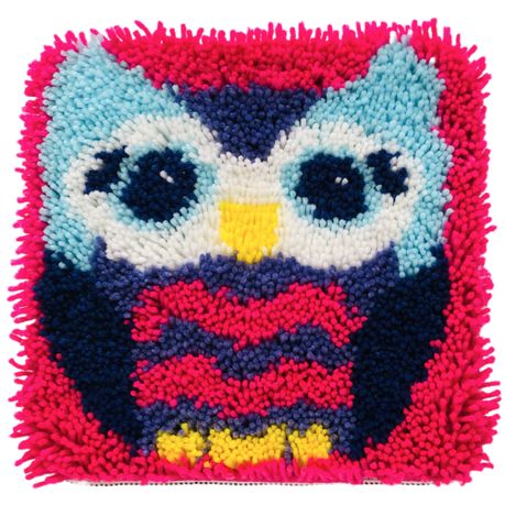 Owl Latch Hook Rug Kit, DIY Hand Knitted Tapestry Embroidery Kits  Material,Cross Stitch Carpet Kit for Adults Kids 52×38cm