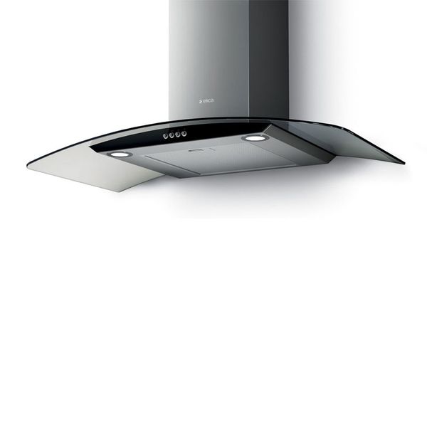Elica Iris Modern Style Stainless Steel &amp; Glass Kitchen Extractor Fan 90cm