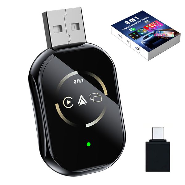 3 in 1 Wireless CarPlay Adapter, Convert Wired to Wireless Compatible