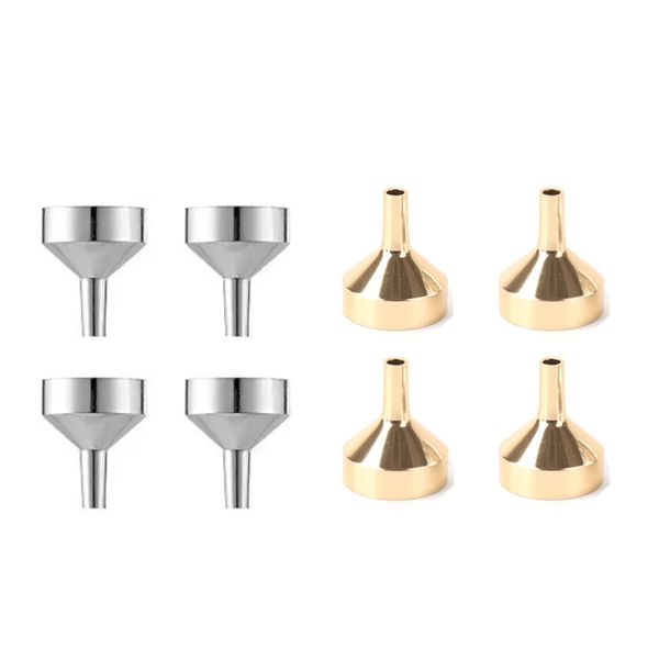 Kitchen Metal Mini Funnel Portable Gold and Silver - 8 Pieces - 2cm