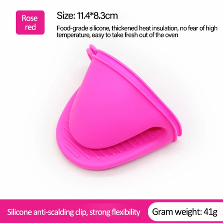 Thickened Mini Oven Gloves Silicone Oven Mitts Finger Pot Holder | Harfington, Pink