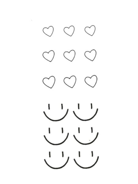 1 Piece - Minimalist Smiley Faces &amp; Hearts Temporary Tattoo Set - Black