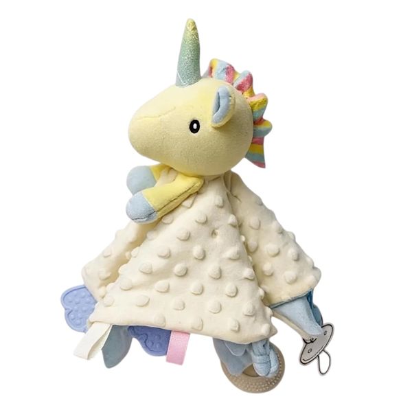 5-in-1 Baby Unicorn Snuggle Blanket - Teether, Crinkle, Rattle Soothing Toy