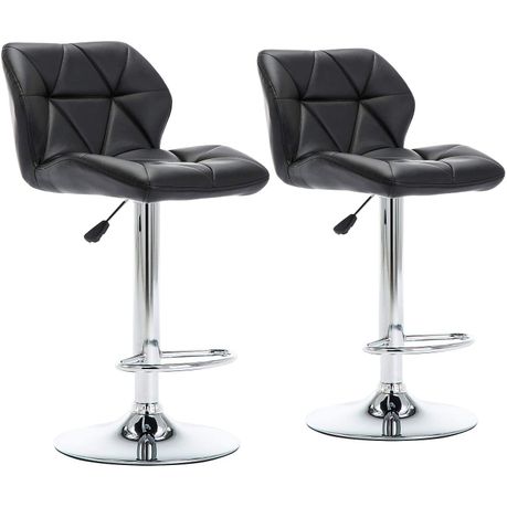 Bar Stools Kitchen Counter Chairs Set of Two Black Colour