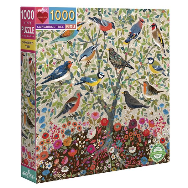 eeBoo Square Family Puzzle - Songbirds Tree 1000 Pieces