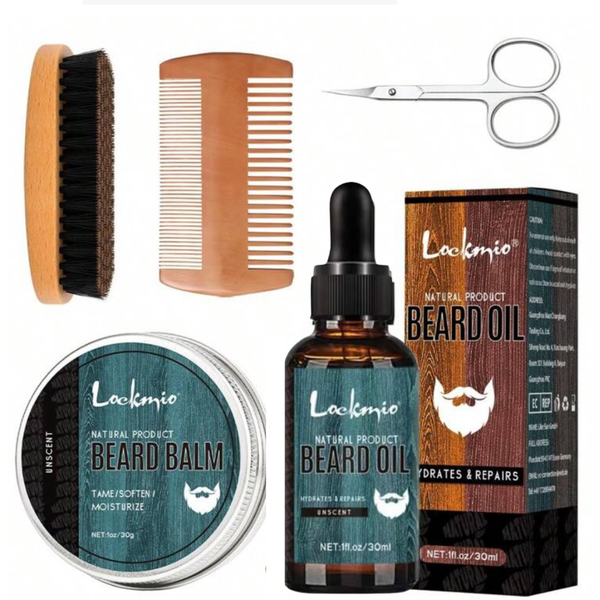 Lockmio Ultimate 5 Piece Beard Care Kit for Men