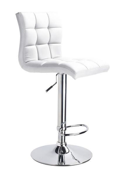 High Back Swivel Adjustable Barstool - White