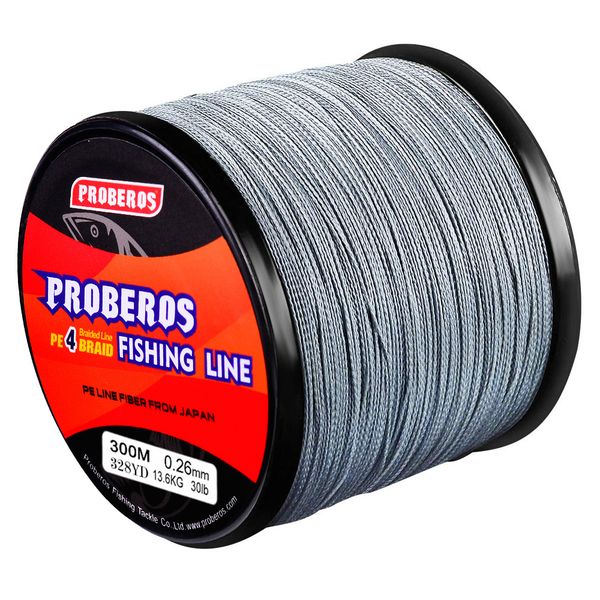 PROBEROS 4-Braid PE Fishing Line (300M, 8.0/80LB, 5 Colors) - 1 Spool