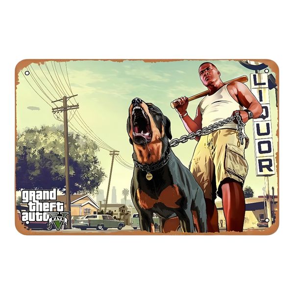 Grand Theft Auto V Vintage Metal Tin Sign Video Game Art Poster