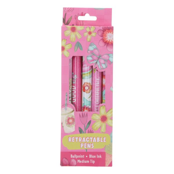Ballpoint Pen Set - Joyful Girl, Five-Pieces, Pink, Blue Ink