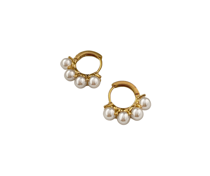 18K Gold Plated Pearl Huggie Earring