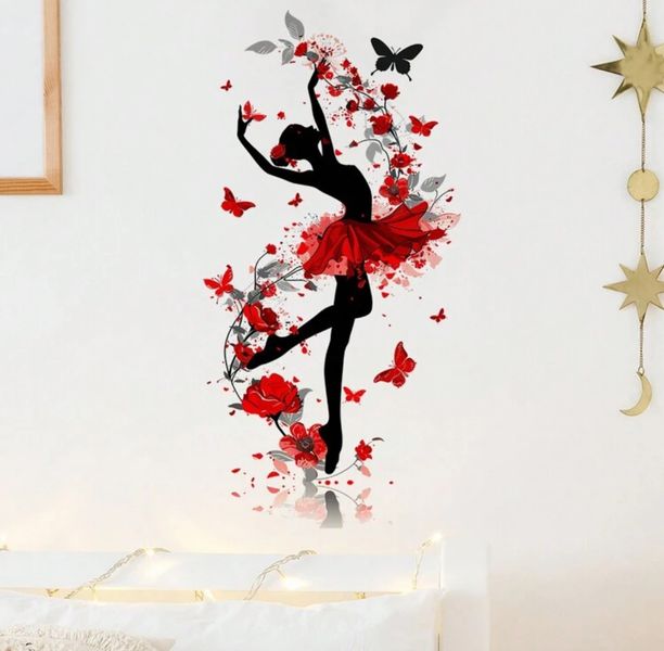 Classic Red and Black Ballerina Wall Sticker - Home Decor - Room Decor