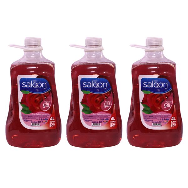 Saloon Liquid Hand Wash Soap - Rose - 4 Litres - 3 Pack
