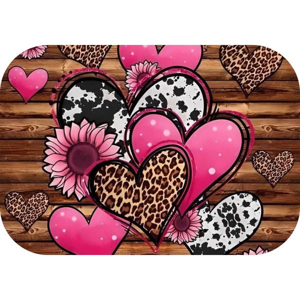 Wood Pink Heart Printed Mouse Pad