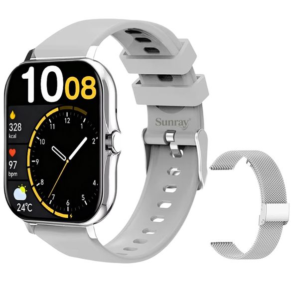 Sunray 1.83" Men's Fitness Smartwatch With Dual Straps &amp; Bluetooth Calling