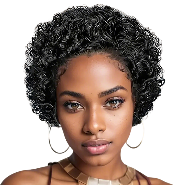 Golden Perfect 13x1 Curly Frontal Wig-HD Lace Wig, Natural Black Pixie