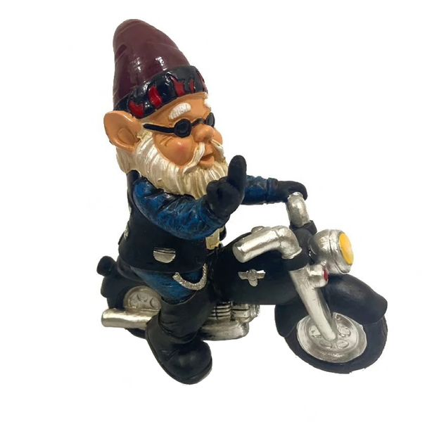 Garden Home Decor Angry Biker Gnome Statue