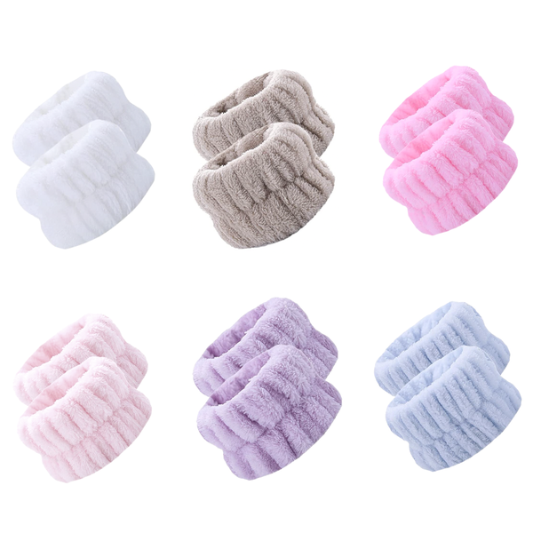 Assorted Anti-Drip Face Washing Wristbands - 6 Pairs