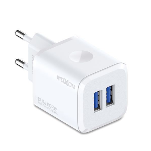 Moxom MX-HC159 USB Charger with Dual USB Ports - 2.4A Fast Charging