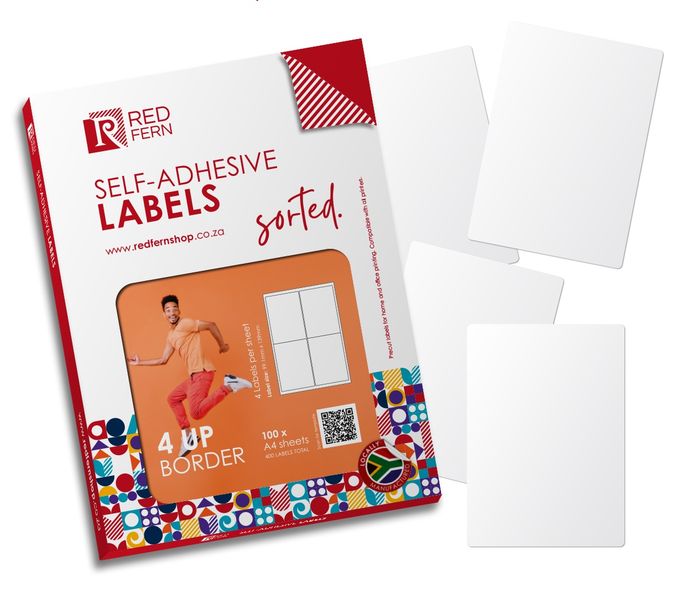 Redfern Bordered 4up A4 Self-Adhesive Labels 1000 Sheets