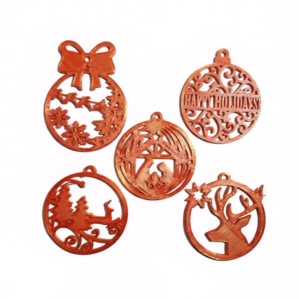 Christmas Tree Decorations - 5 Piece Set Festive Hanging Ornaments