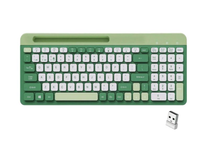 Aesthetic Wireless Keyboard With Bluetooth Connectivity - Green &amp; White