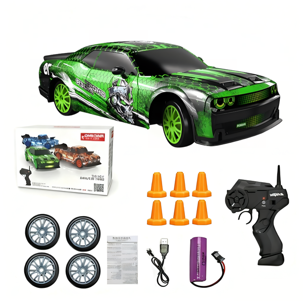 Remote Control Car Professional Drift Racing Car Toy 1:24 4WD 2.4G Green