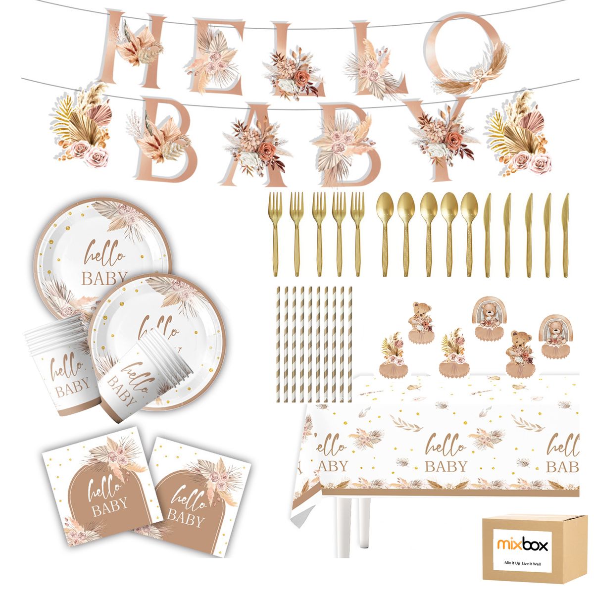 Mix Box Baby Shower Party Table setting DIY Decoration Set