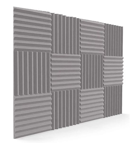 Echo-Less Acoustic Foam Wedge Panels Grey 2.5cm (12 Pack)
