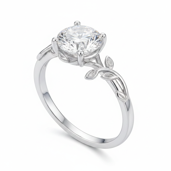 Dhia S925 Leaf Design Ring-2.0ct D-Colour VVS1 Moissanite | GRA Certified