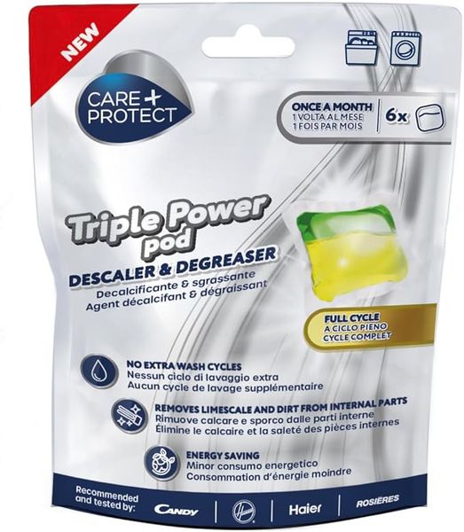Care + Protect Triple Power Pod Descaler For WM &amp; DW - Pack Of 6