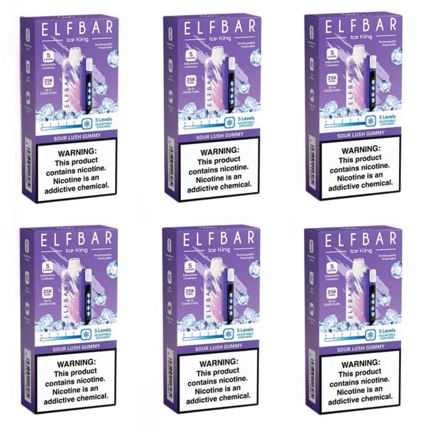 Elf Bar Ice King 25000 Puffs Disposable Vapes - Sour Lush Gummy (Pack of 6)