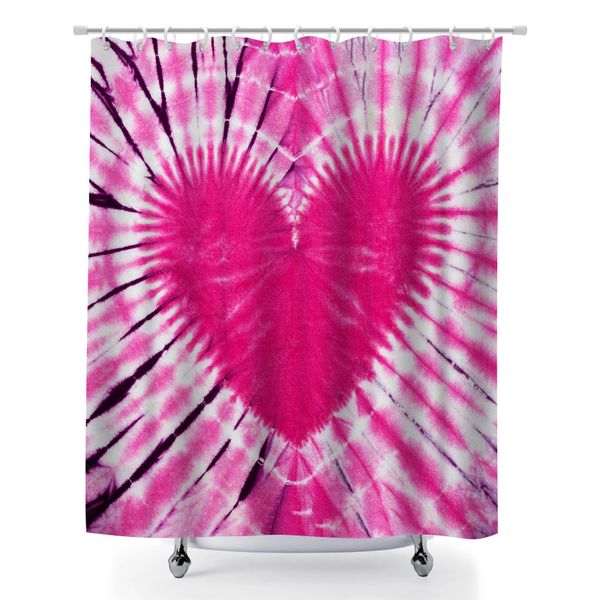 Heart Pattern Fabric Shower Curtain for Bathroom, 180x180cm Bathtub Curtain