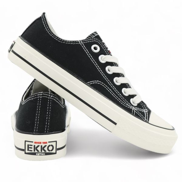 Ekko Retro Ladies Canvas Sneakers Lo - Black