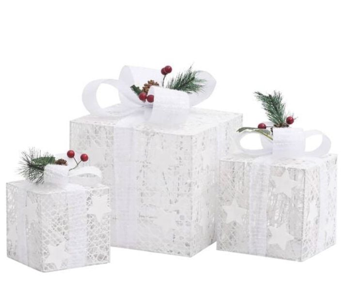 3-Piece LED Gift Box Lamps with Star Detail - Battery Included