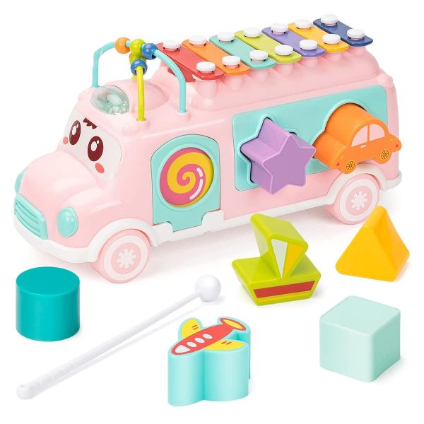 Colourful Shape Sorting Educational Baby Toy Xylophone Music Bus