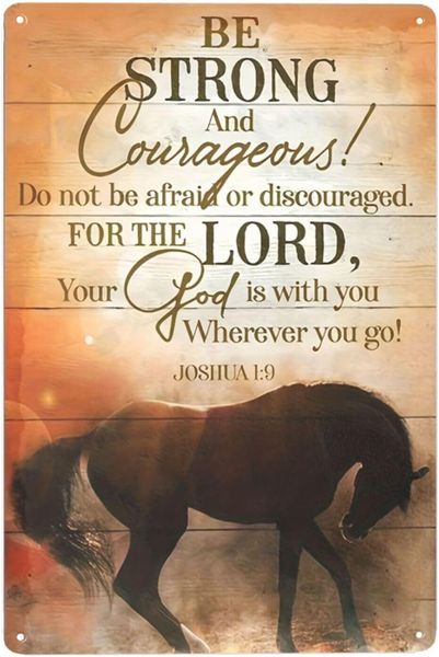 12x8 Inch Rustic Horse Bible Verse Tin Sign, Fade-Resistant Decor