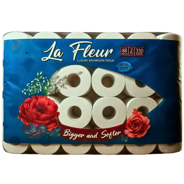 48s La Fleur 2ply 350 Sheet Luxury Toilet Paper - 48 Rolls