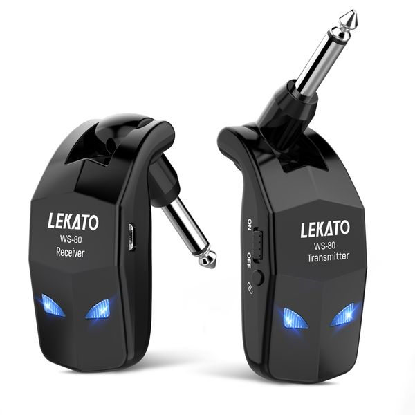 LEKATO 2.4GHz Wireless Guitar Bass Transmitter Receiver System 4 Channel
