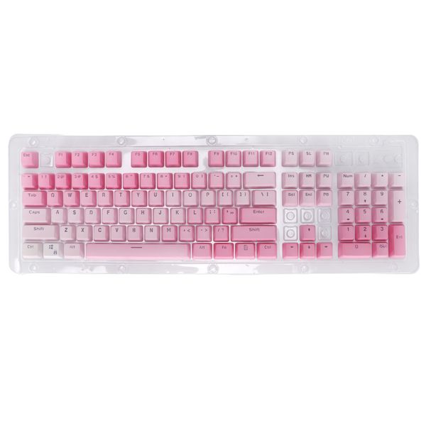 PBT Keycaps Keyboard 104 Key Pink White Matte