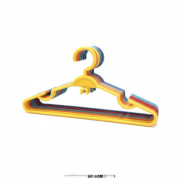 1 Pack (5Pcs) Colourful Slim Plastic Hangers - Space-Saving + ReVibe Pen