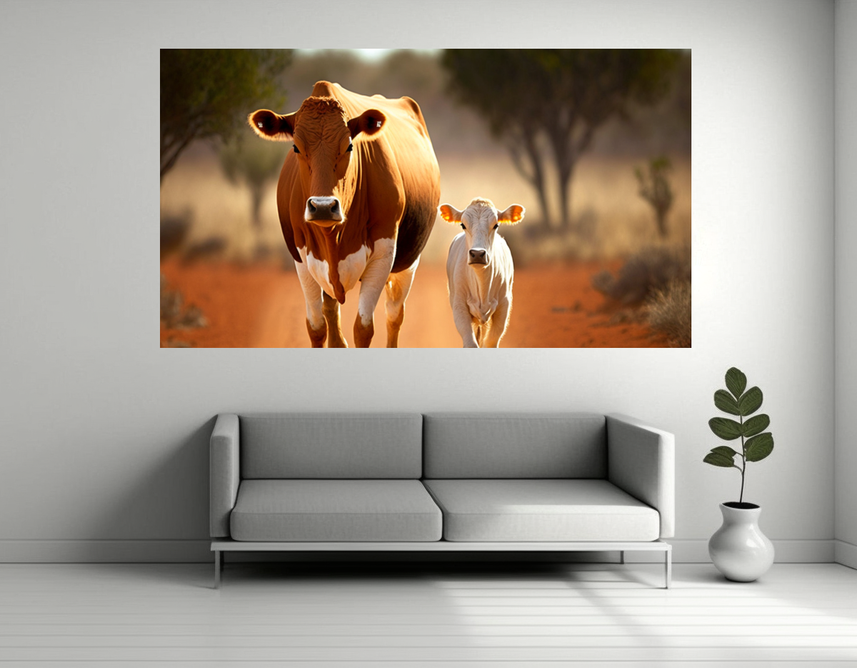 Canvas Wall Art - Cow and Calf Fancy Artwork B1461 | Shop Today. Get it ...