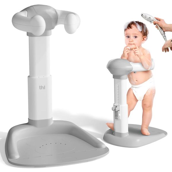 thl Baby Bath with Shower Stand Support Anti-Pinch Adjustable Shower Tower