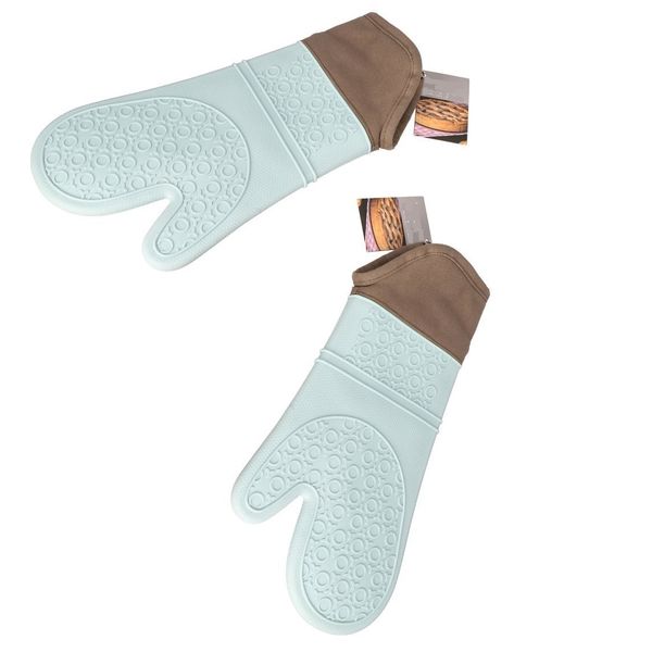 FI - Set of 2x Long Flexible Silicone Oven Mitts