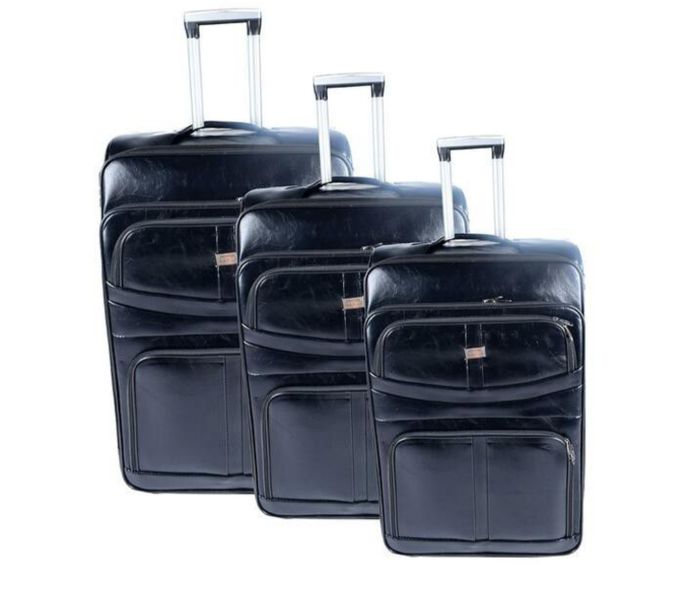 Stylish Luggage Bag Set of 3 PU Leather Travel Suitcases