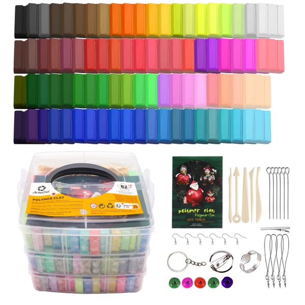 Artecho Polymer Modelling Clay and Craft Accessories Kit - 82 Colours