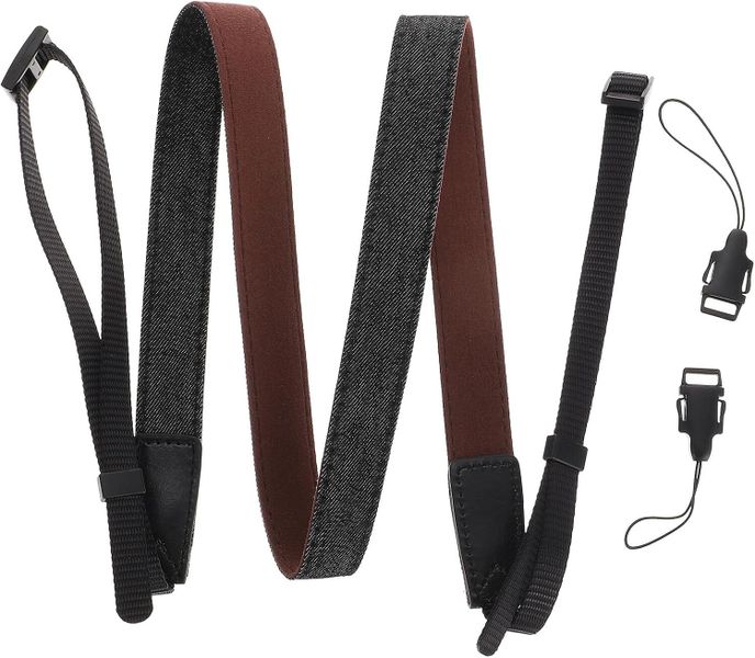 Cotton Denim Camera Shoulder Strap with Anti-lost Safety Clip Black