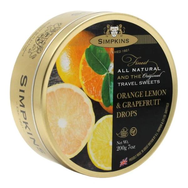 Simpkins Travel Sweets Orange, Lemon and Grapefruit Tin 200g